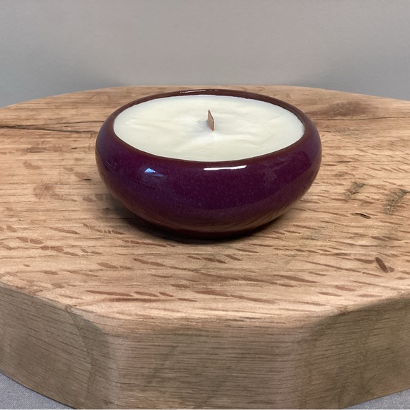 Ceramic / Pottery Crafted Piece - Repurposed - Wood Wick Candle - Nice - Picture 3 of 10